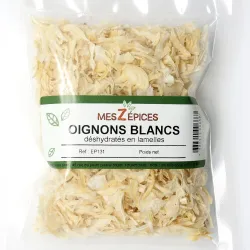 Oignons blancs déshydratés en lamelles - MesZépices - Achat, utilisation et recettes